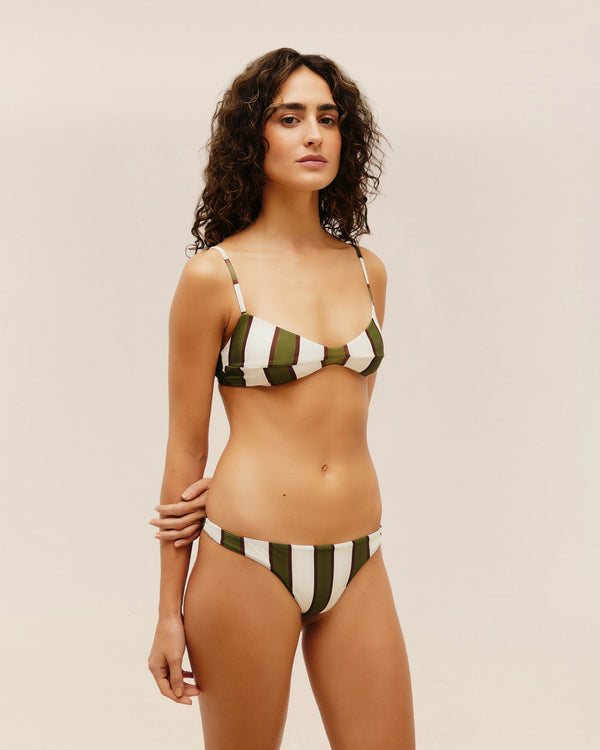 ADJUSTABLE MONICA TOP OLIVE STRIPES