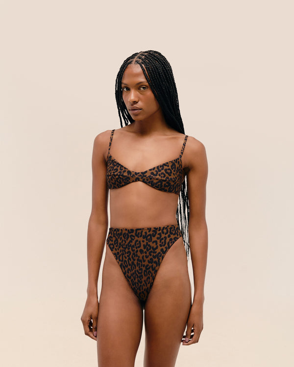 MONICA TOP JAGUAR NOIR À BORDURES RÉGLABLES