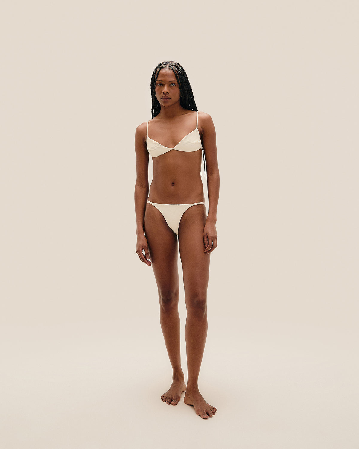 RIBBED VITORIA TOP WHITE CLAY