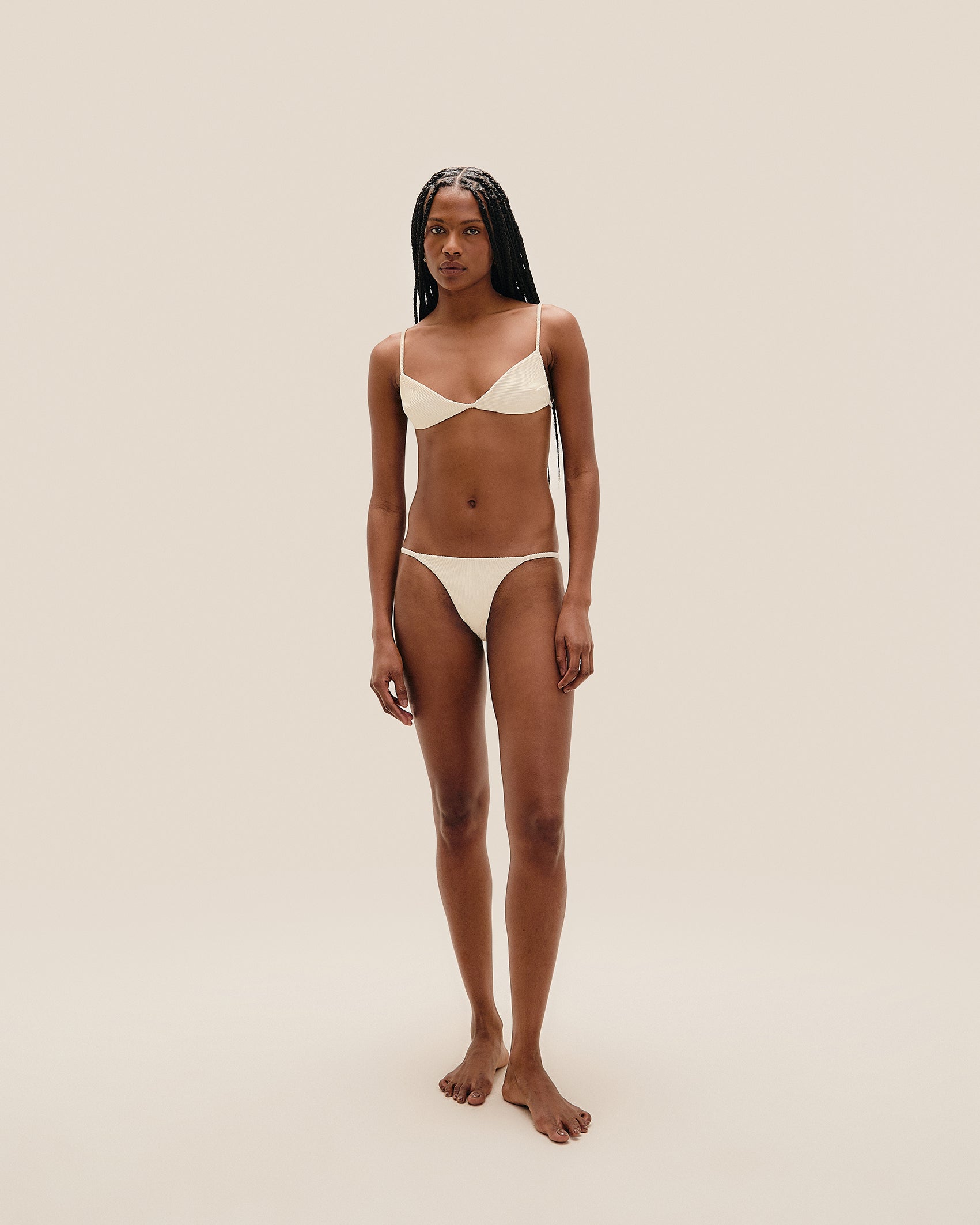 RIBBED VITORIA TOP WHITE CLAY