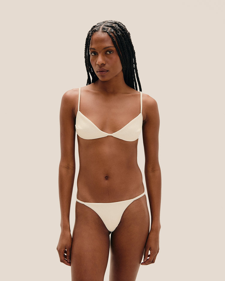 RIBBED VITORIA TOP WHITE CLAY