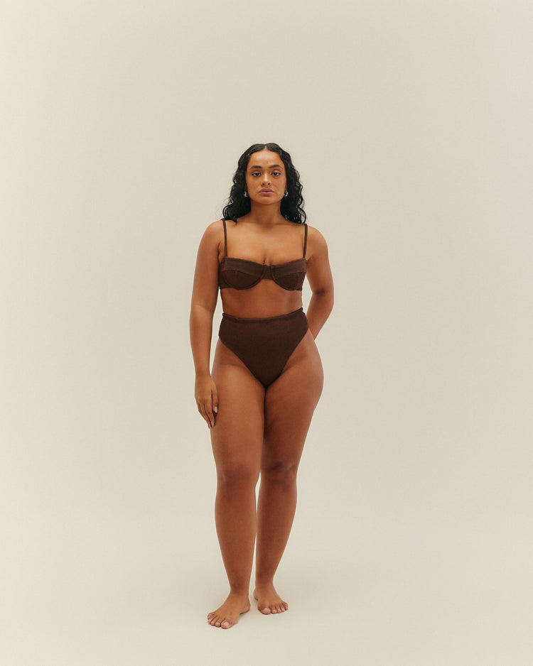 Brauna Brown Ribbed Classic Hotpants