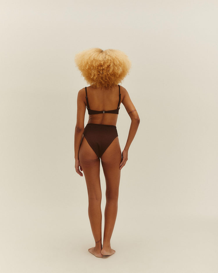 Brauna Brown Ribbed Classic Hotpants
