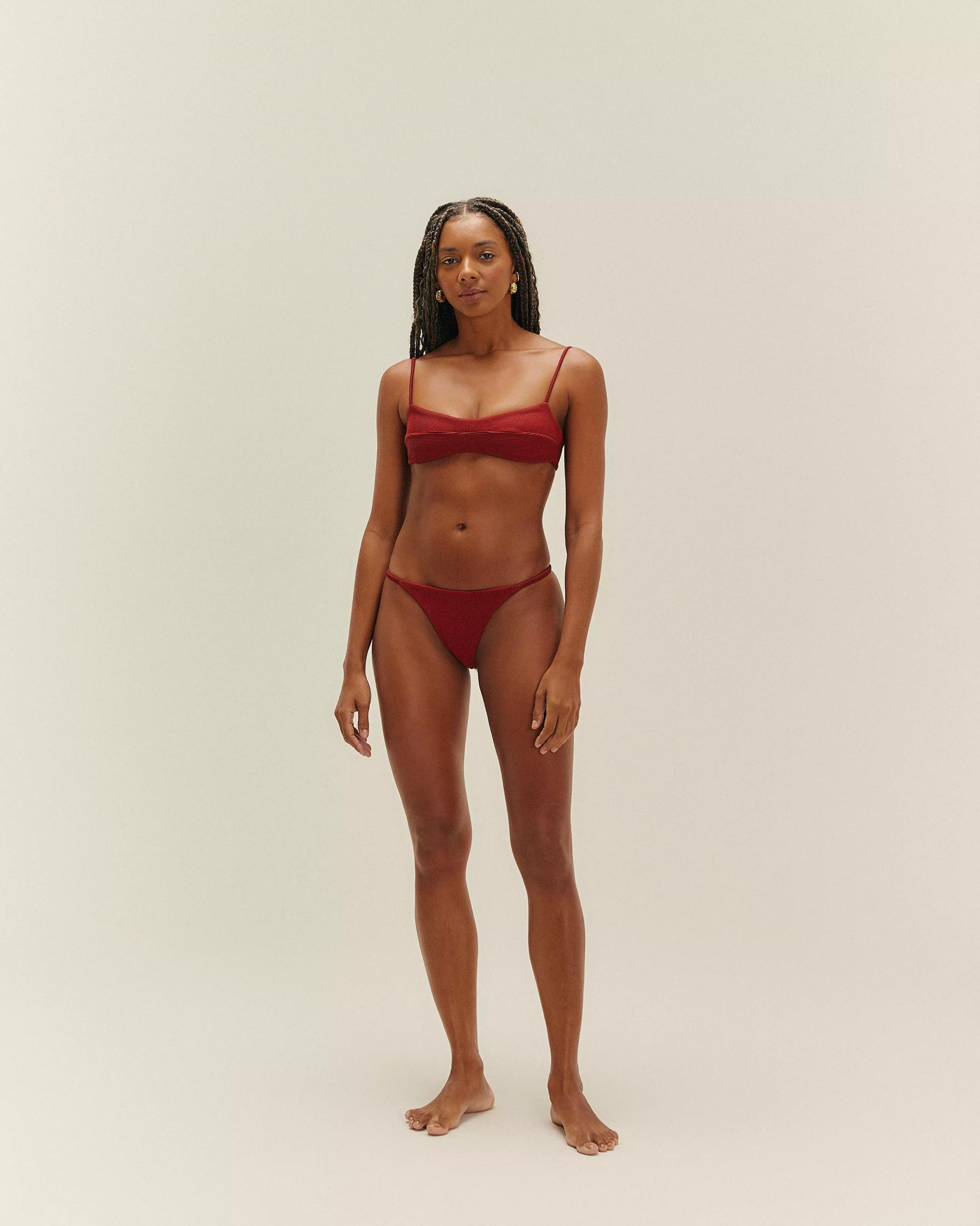 RIBBED LARI BOTTOMS IN BORDEAUX