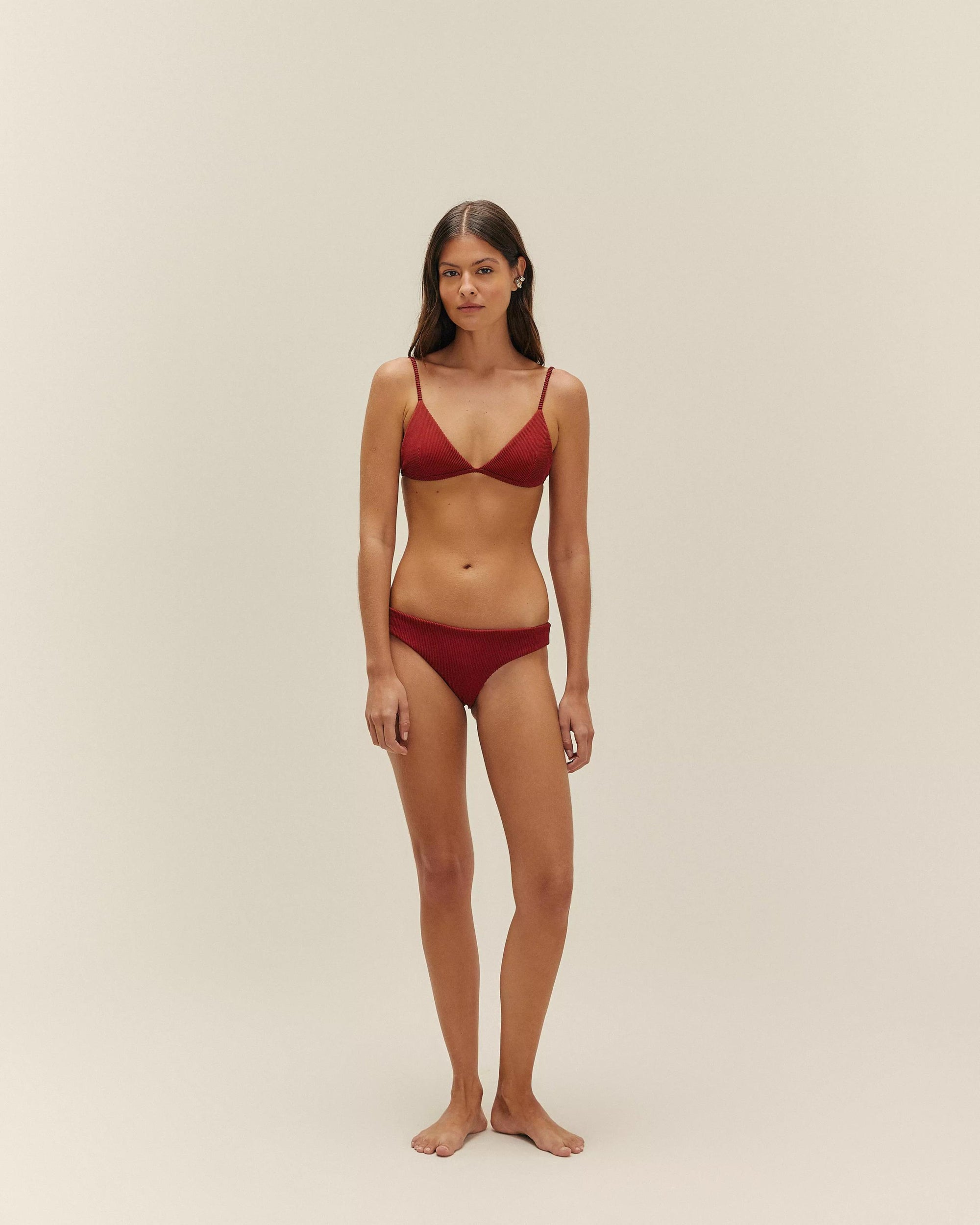 RIBBED BASIC BOTTOMS IN BORDEAUX
