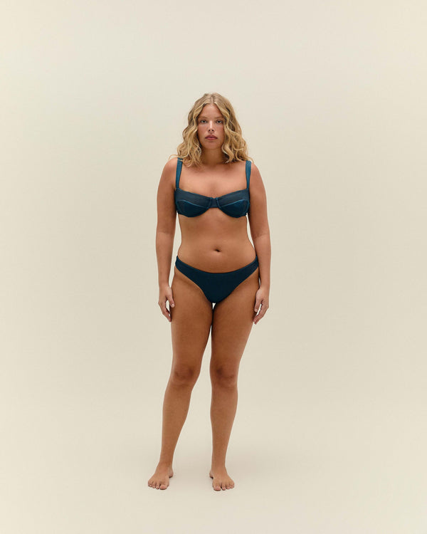 RIBBED BASIC BOTTOMS IN DEEP BLUE