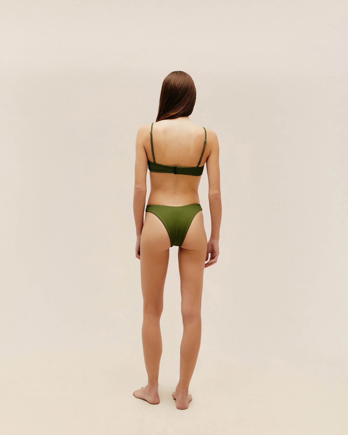 RIBBED LEIA BOTTOMS IN OLIVE GREEN