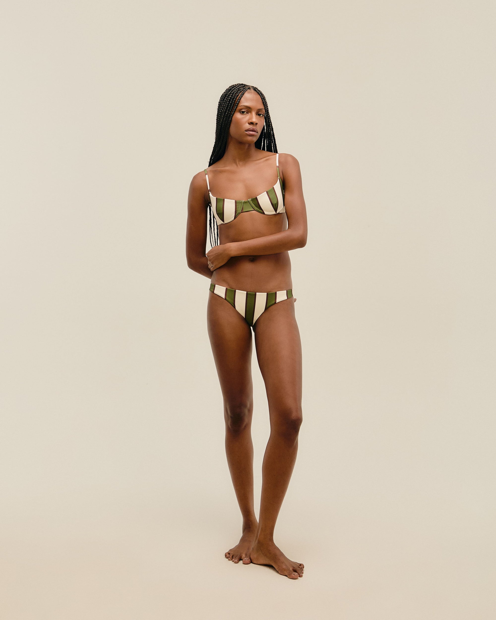 THIN BASIC BOTTOM OLIVE STRIPES