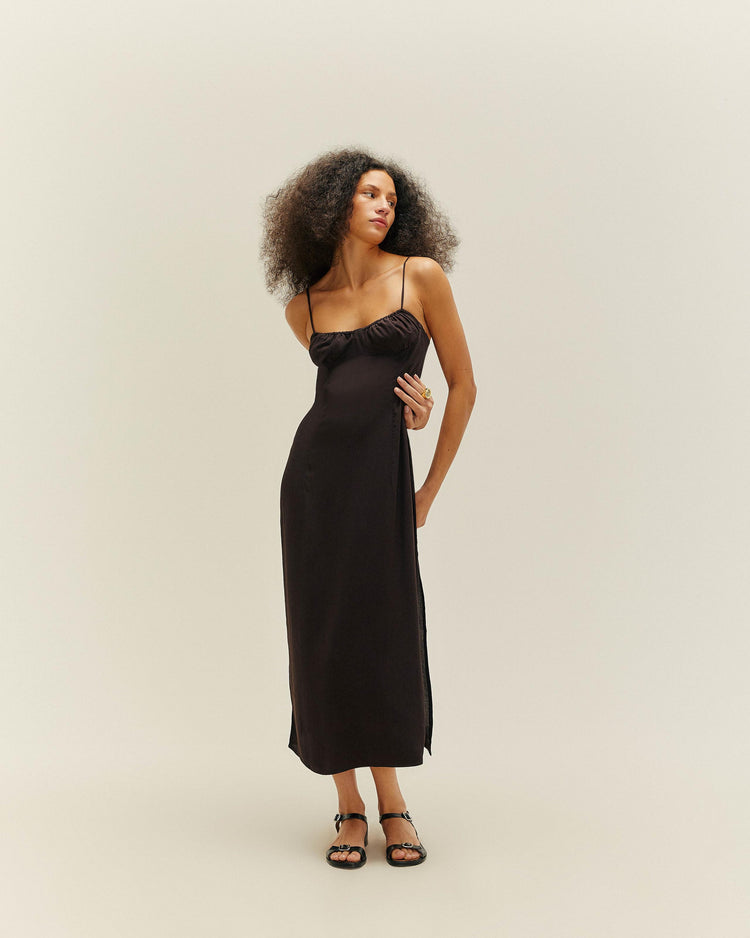 ROBE TAISSA EN VISCOSE NOIRE