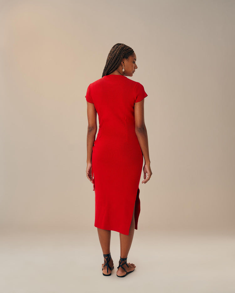 KNIT ROGE DRESS RED