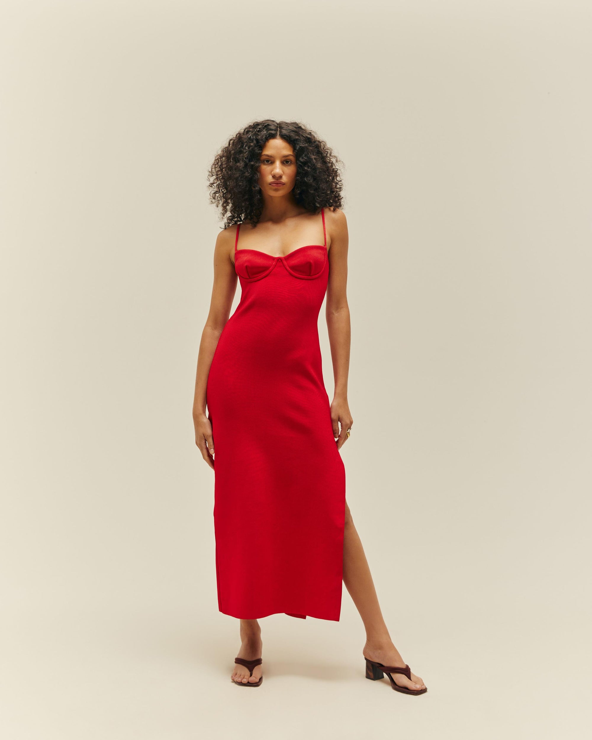 KNIT CHLOE DRESS RED SHIFT – Haight