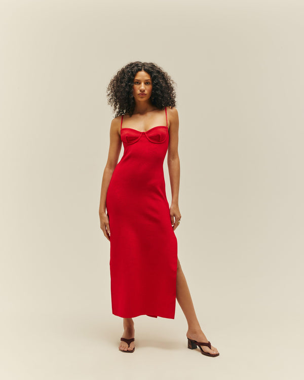 CHLOE KNIT DRESS - RED SHIFT