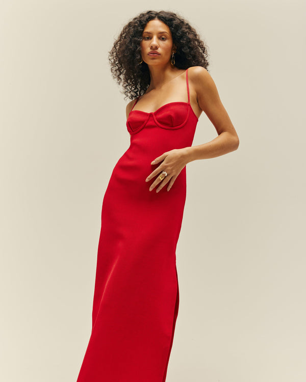 CHLOE KNIT DRESS - RED SHIFT