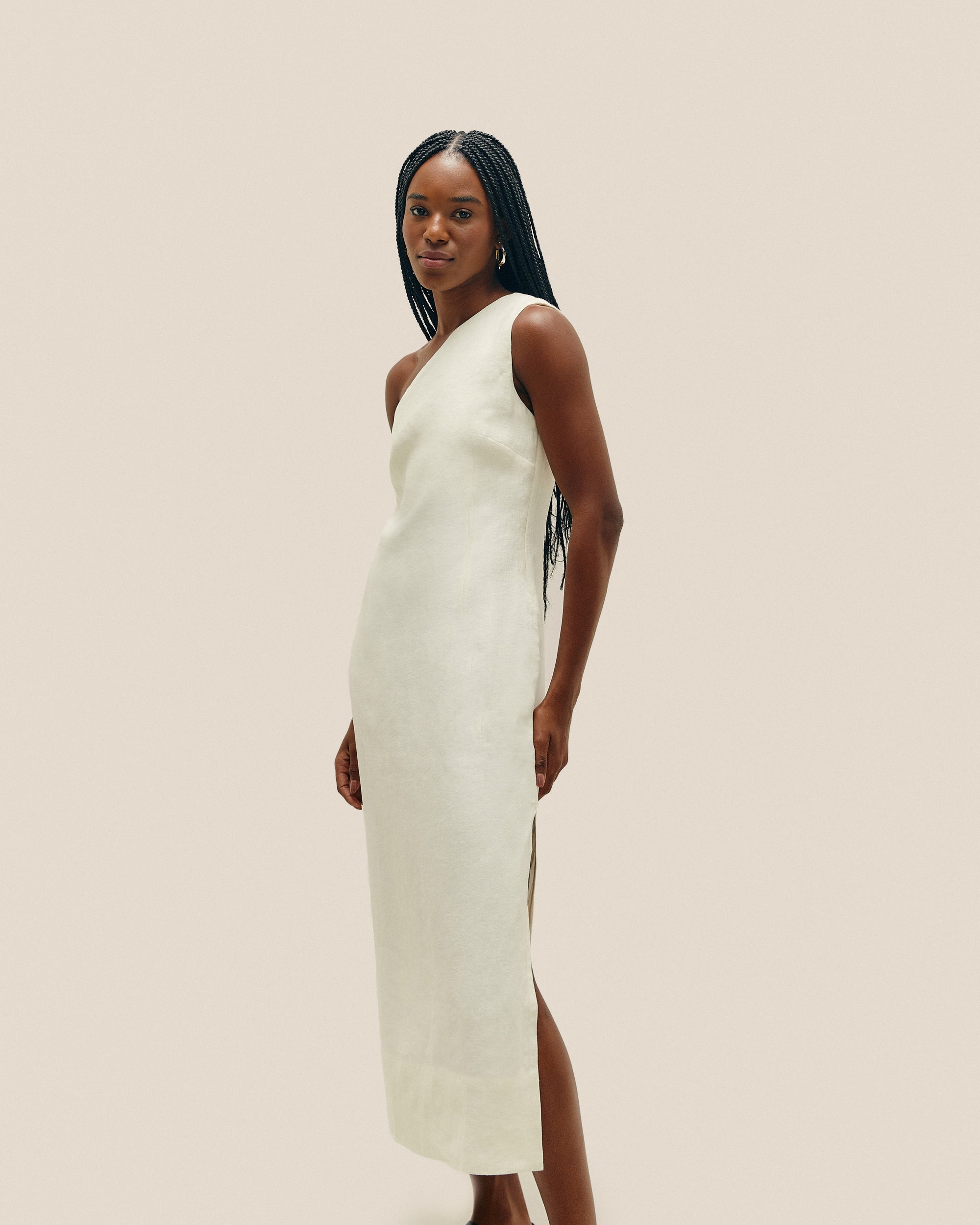 MARIA LINEN DRESS (OFF-WHITE)