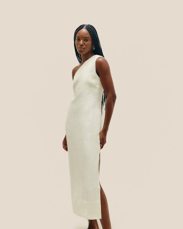 MARIA DRESS LINEN OFF-WHITE
