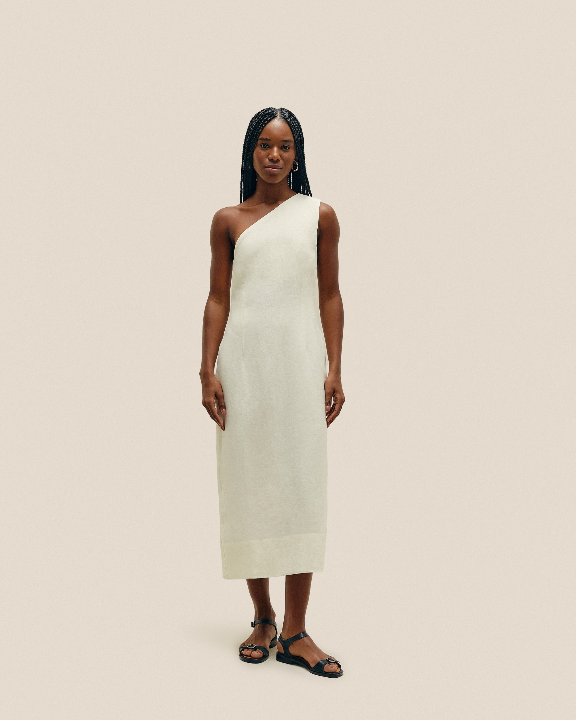 MARIA LINEN DRESS (OFF-WHITE)