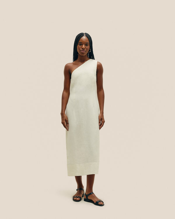 MARIA DRESS LINEN OFF-WHITE