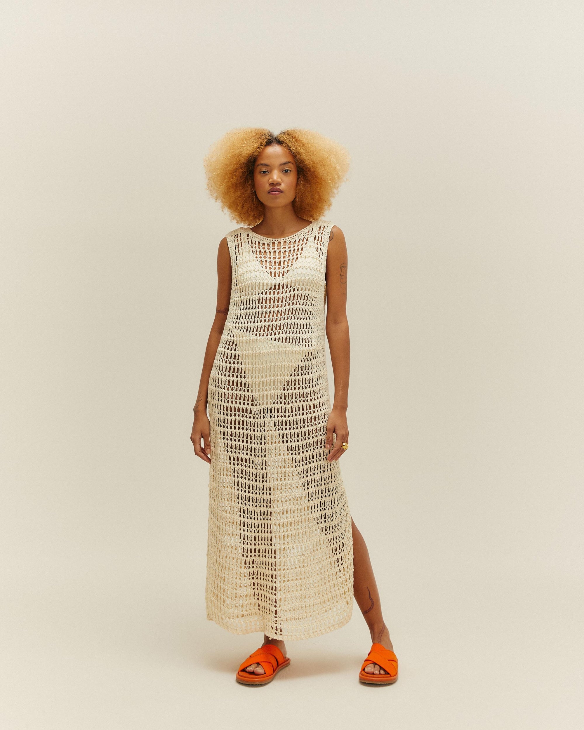 DANIELA KNIT DRESS IN OFF-WHITE