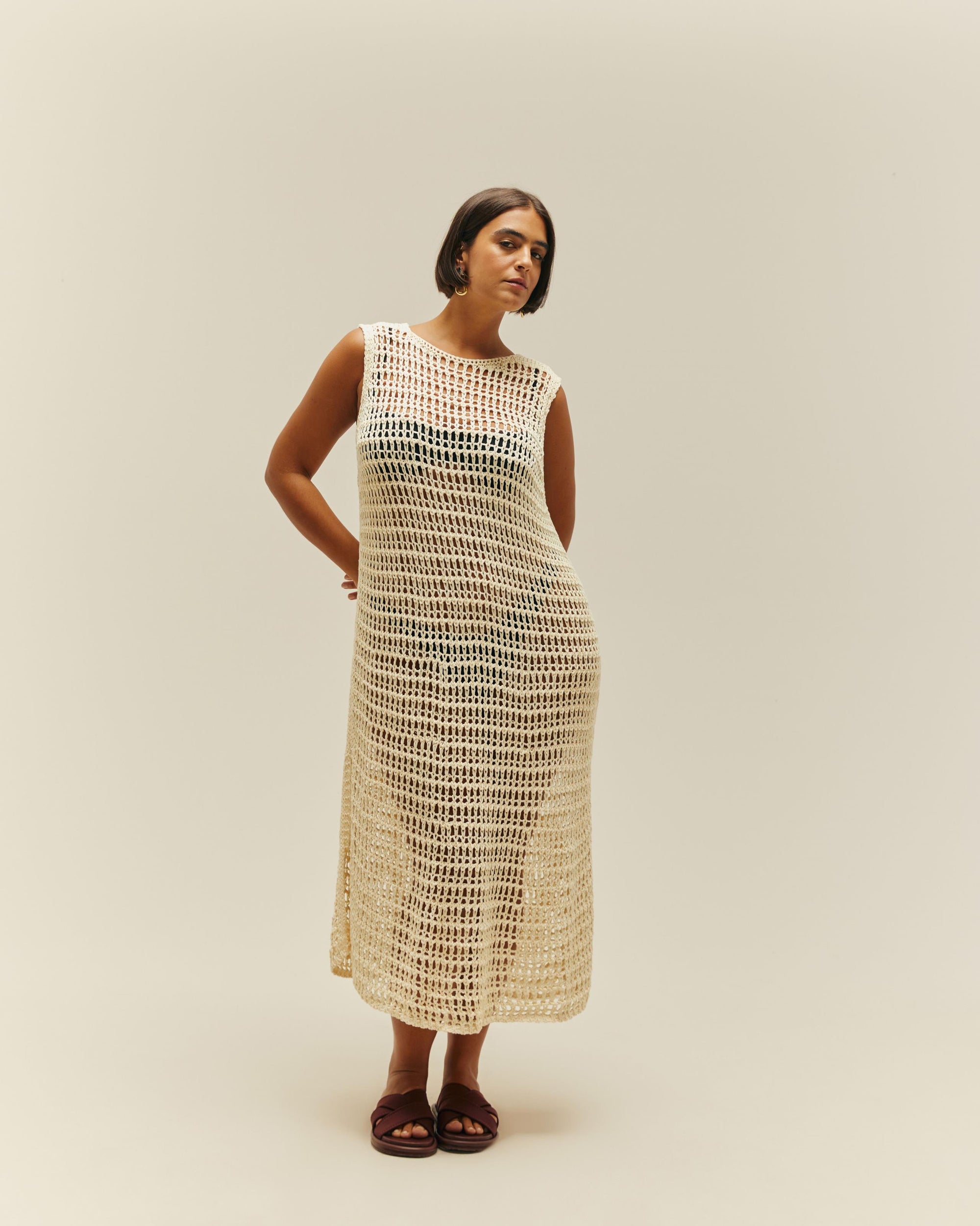 DANIELA KNIT DRESS IN OFF-WHITE