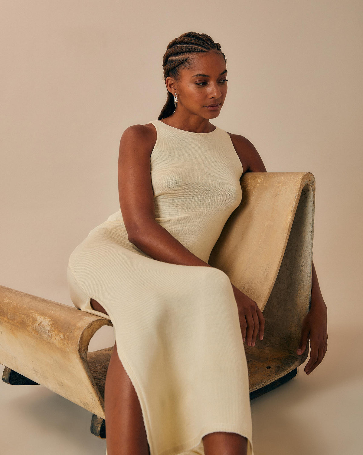 KNIT BETA DRESS OFF-WHITE