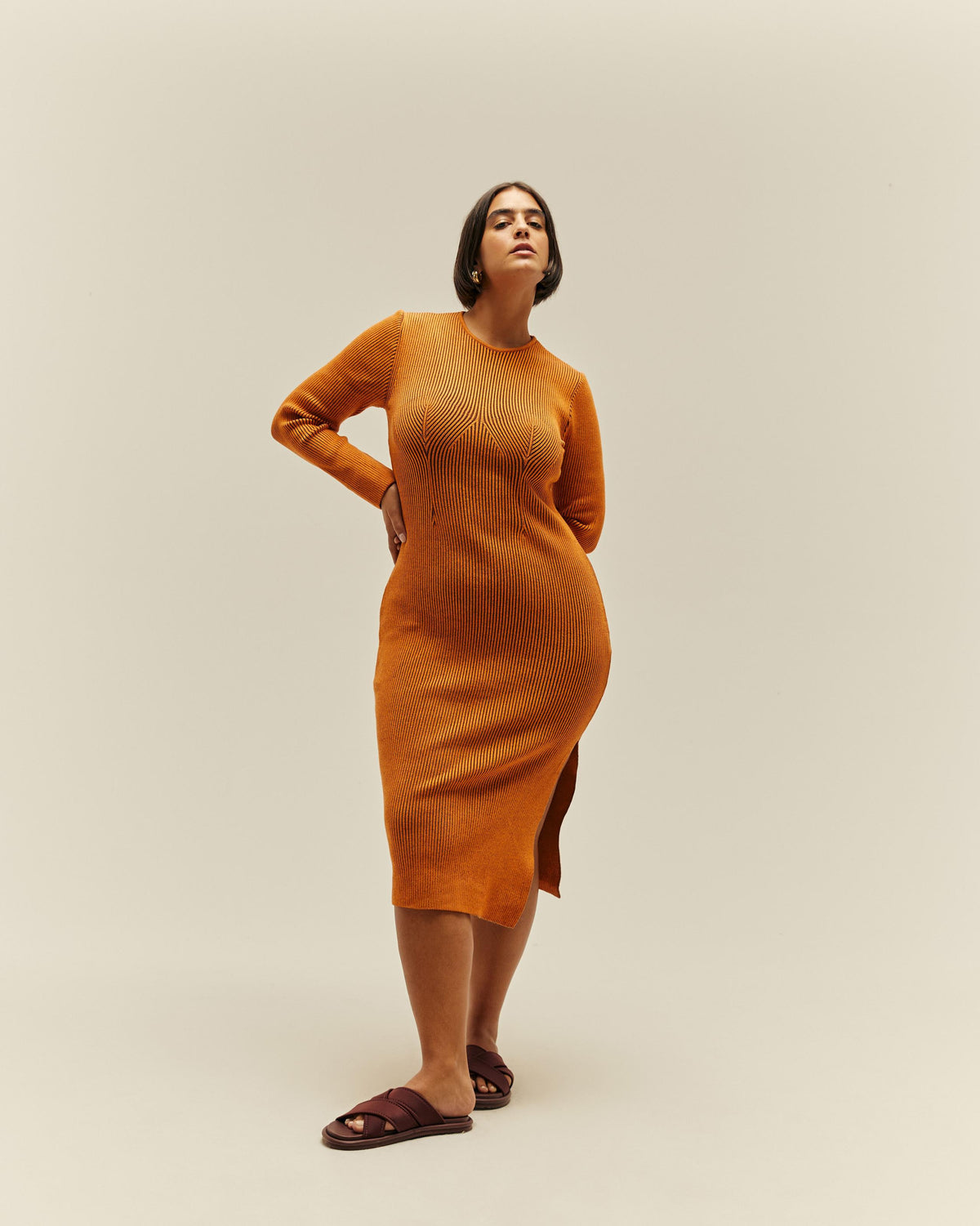 MARGOT KNIT DRESS IN MIE ORANGE