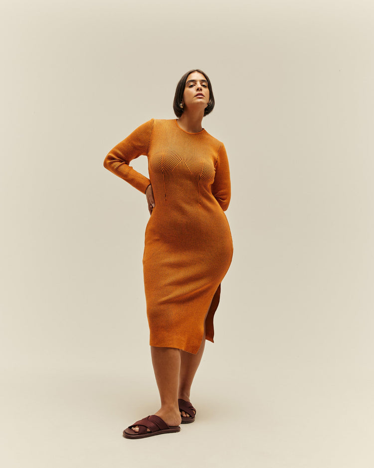 MARGOT KNIT DRESS IN MIE ORANGE