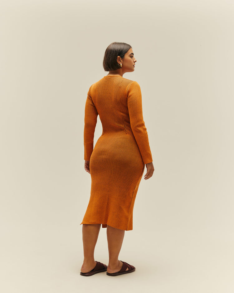 MARGOT KNIT DRESS IN MIE ORANGE