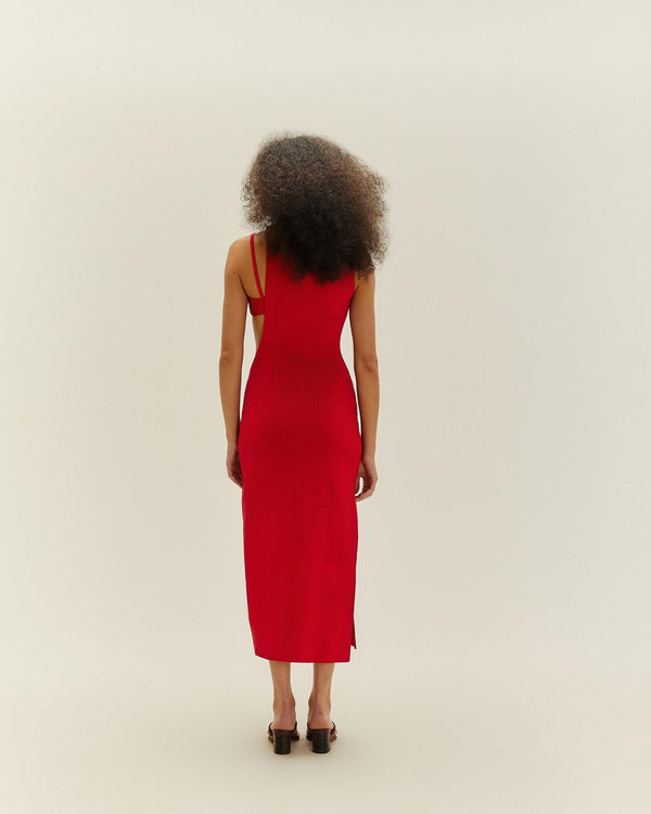 MAITE KNIT RED SHIFT DRESS