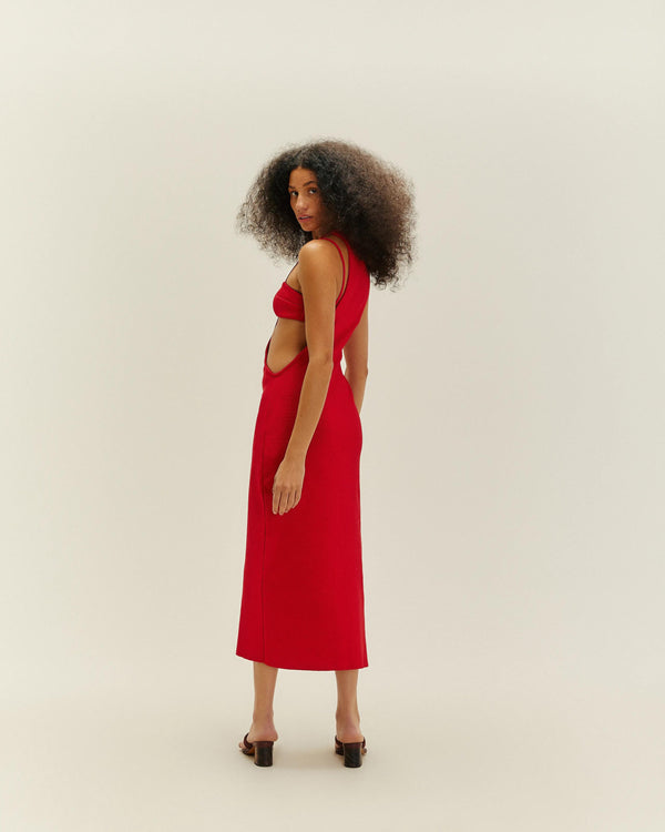 MAITE KNIT RED SHIFT DRESS
