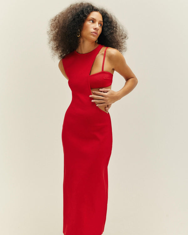 MAITE KNIT RED SHIFT DRESS