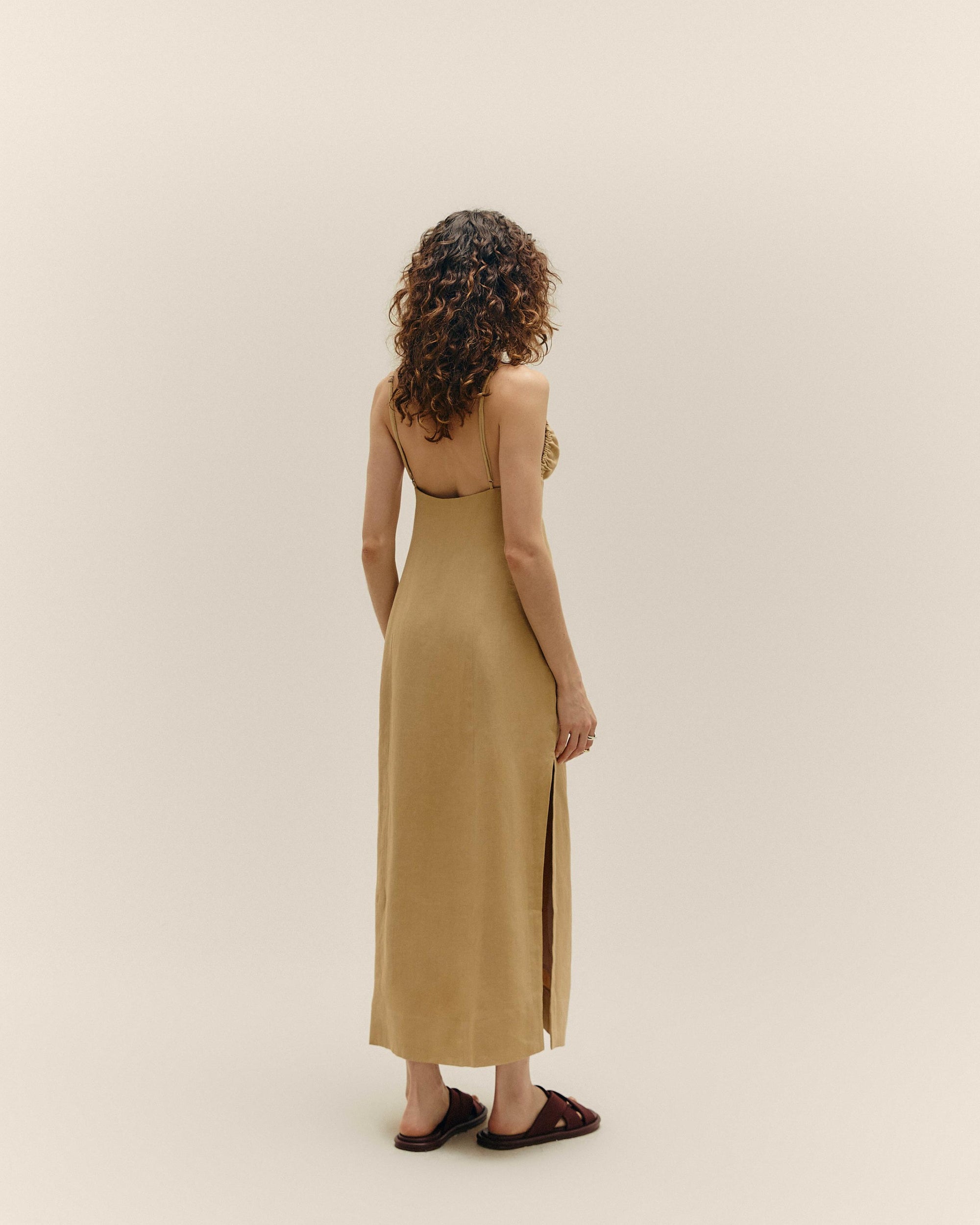 LINEN LORRANE DRESS CUBAN SAND