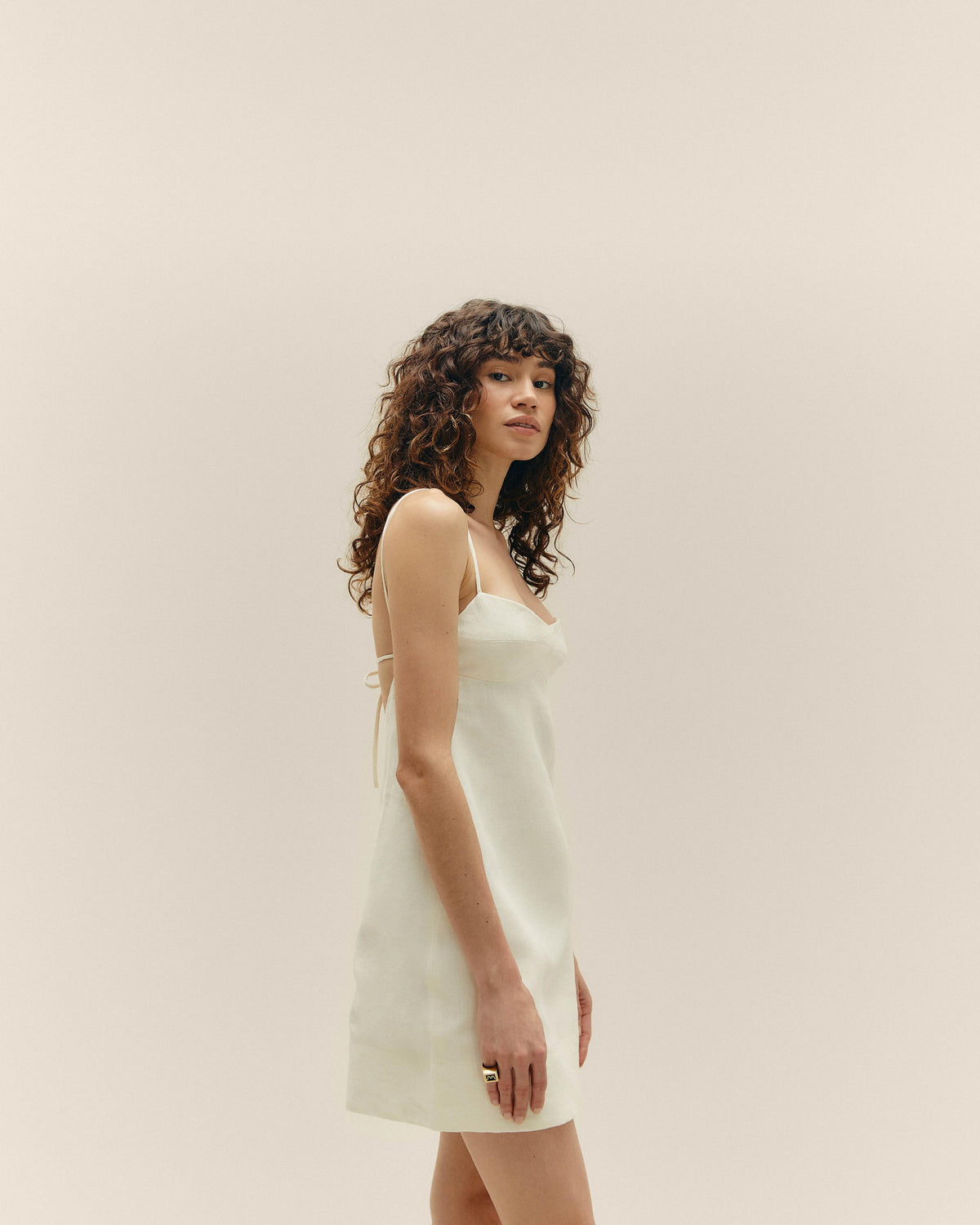LINEN PATRICIA MINI DRESS OFF-WHITE