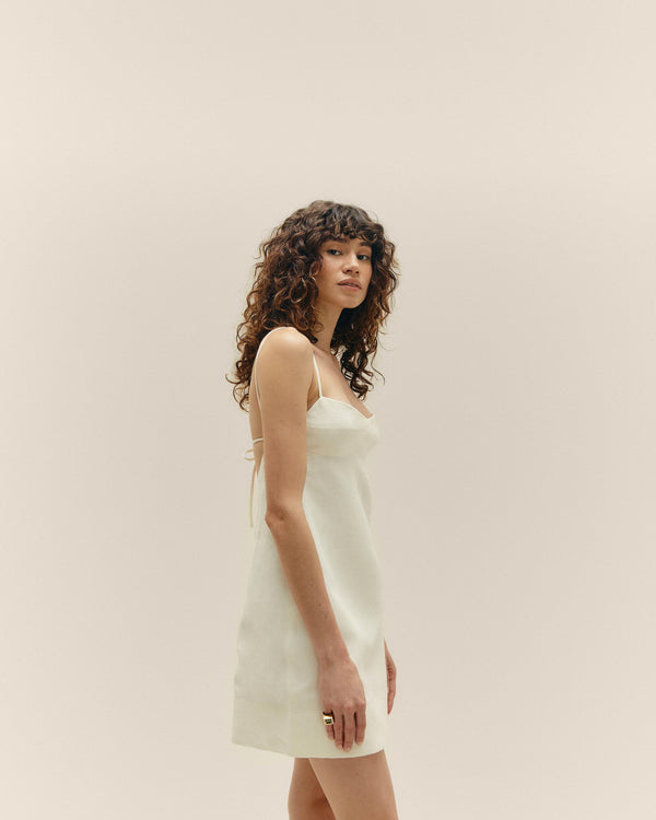 LINEN PATRICIA MINI DRESS OFF-WHITE