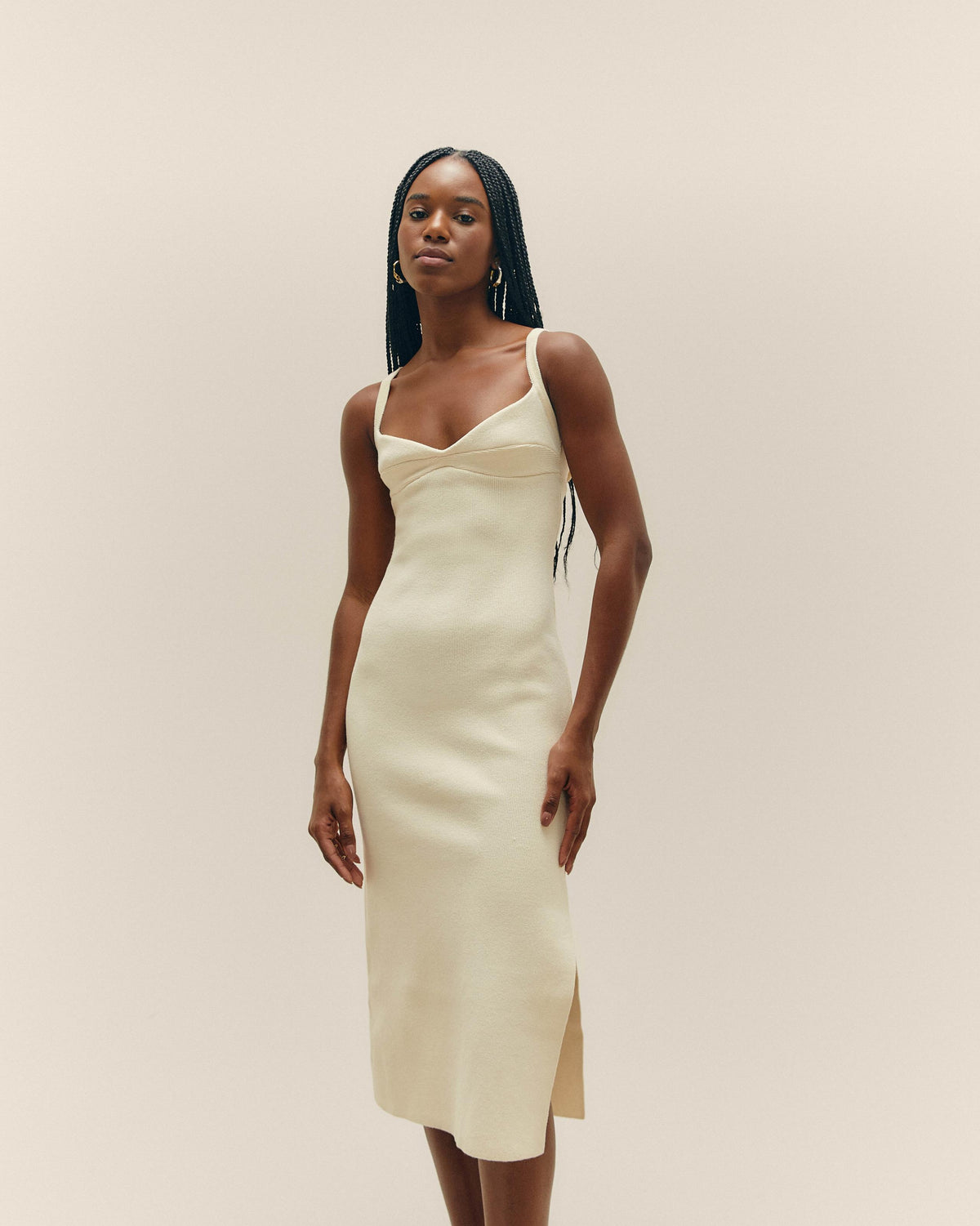MONICA KNIT DRESS IN OFF-WHITE