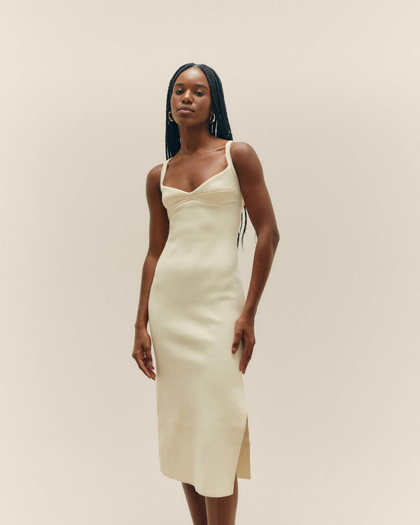 MONICA KNIT DRESS IN OFF-WHITE