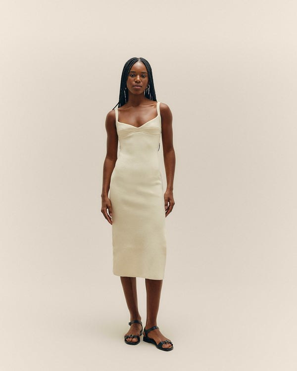 MONICA KNIT DRESS IN OFF-WHITE