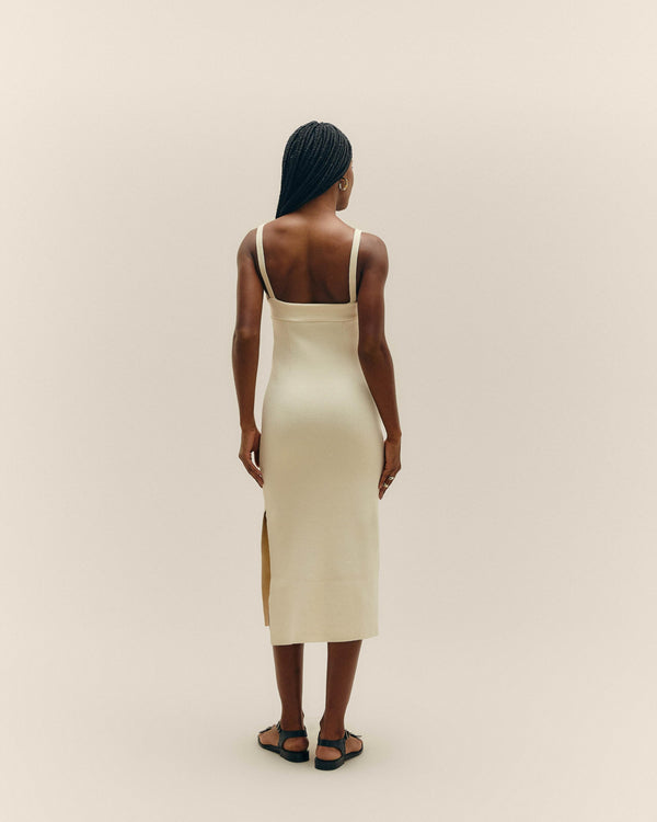 MONICA KNIT DRESS IN OFF-WHITE