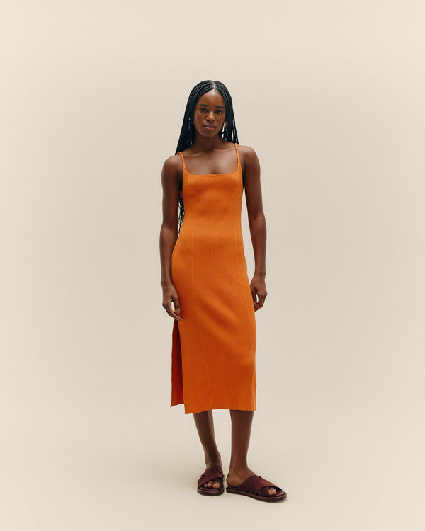 KNIT ELISA DRESS IN APRICOT
