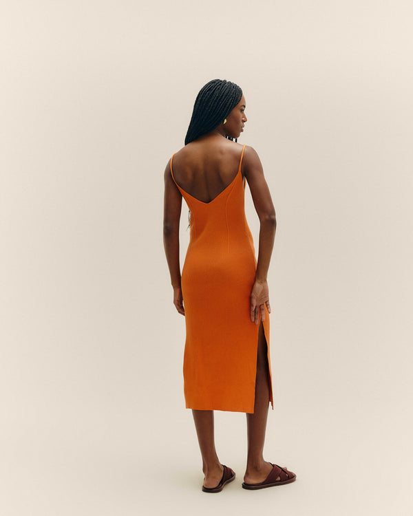 KNIT ELISA DRESS IN APRICOT