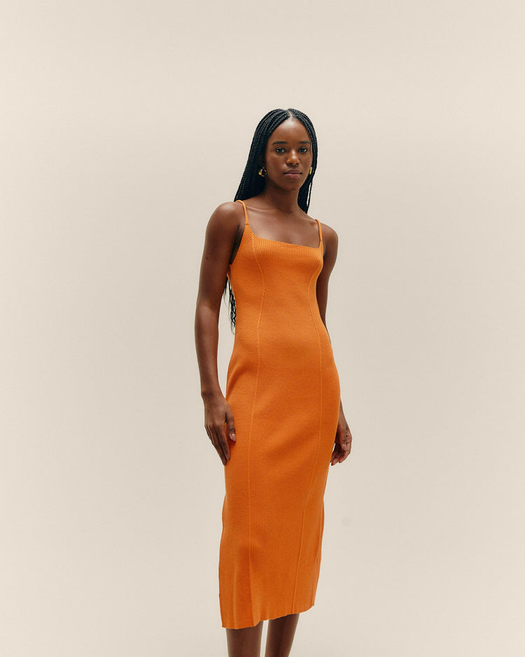 KNIT ELISA DRESS IN APRICOT