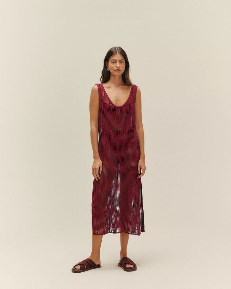 BETH KNIT DRESS IN BORDEAUX – Haight