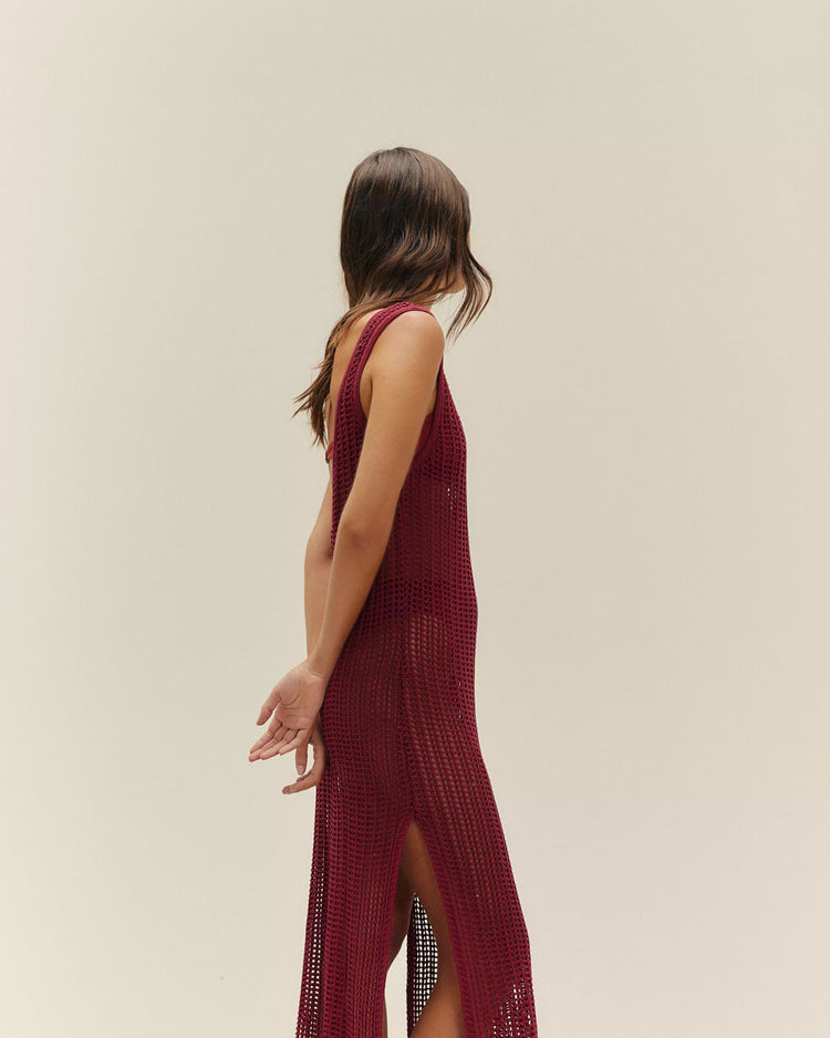 BETH KNIT DRESS IN BORDEAUX – Haight
