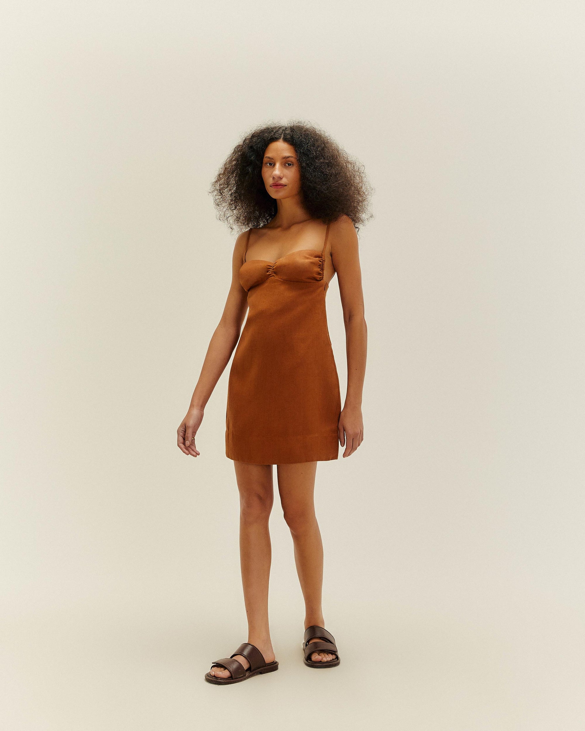 LORRANE MINI DRESS CHESTNUT