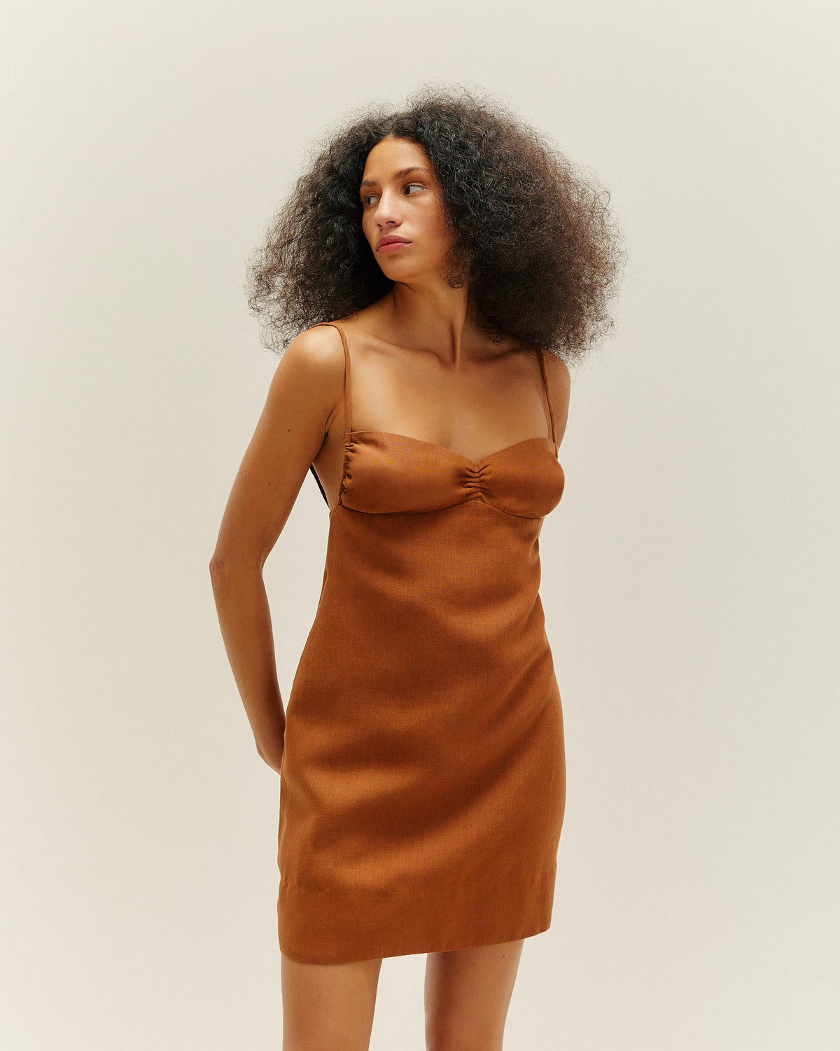 LORRANE MINI DRESS CHESTNUT