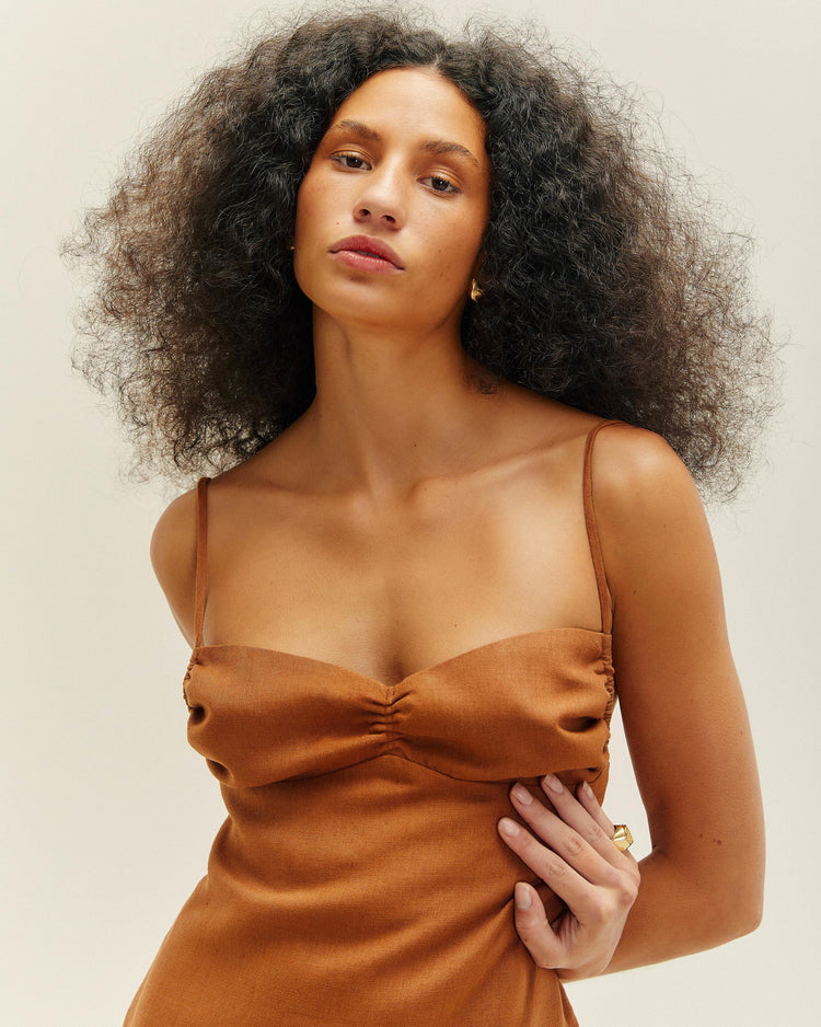LORRANE MINI DRESS CHESTNUT