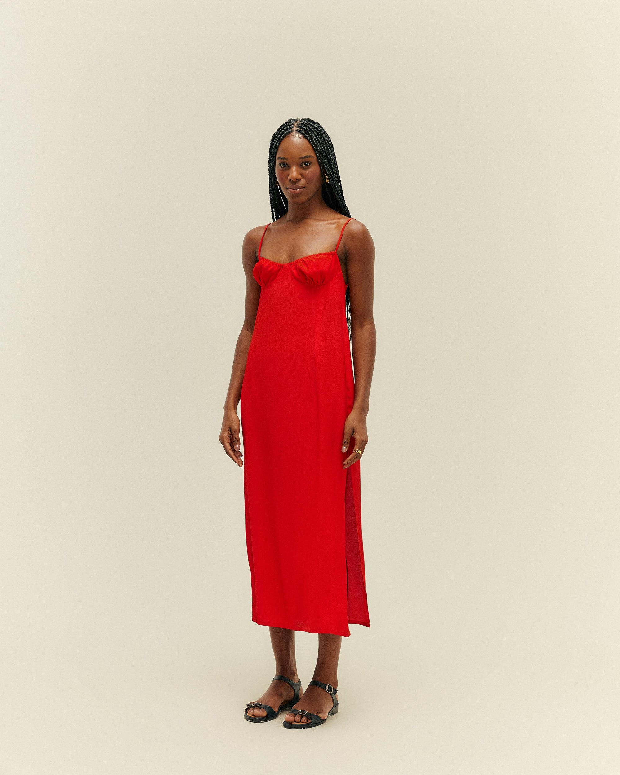 ROBE TAISSA EN VISCOSE ROUGE