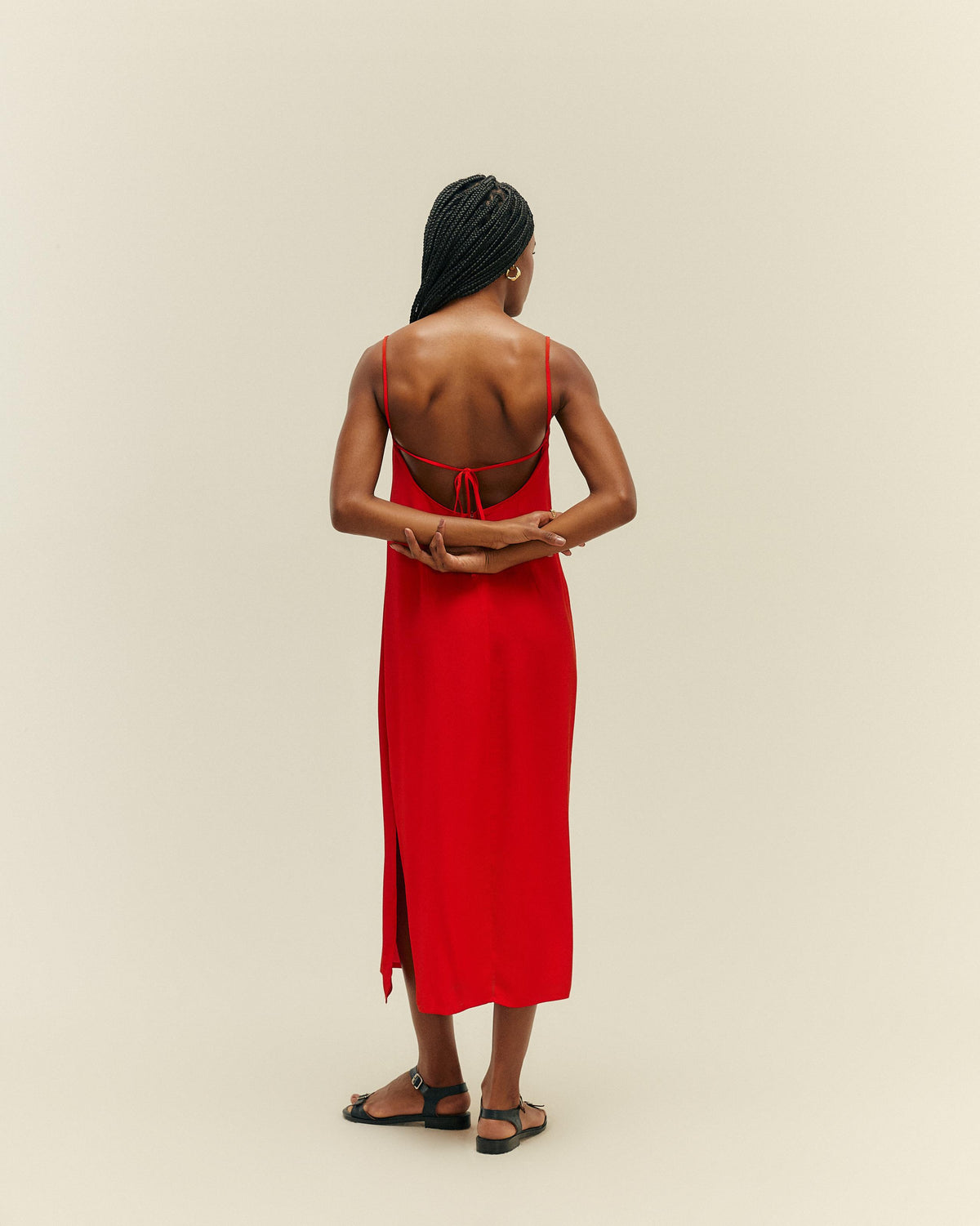 ROBE TAISSA EN VISCOSE ROUGE