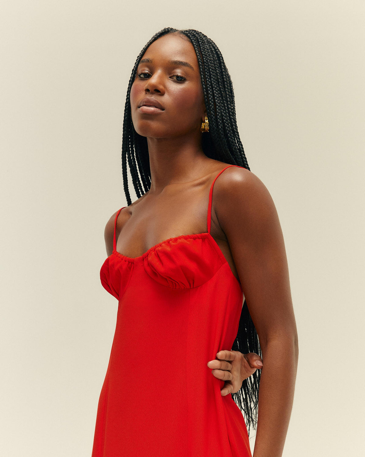 ROBE TAISSA EN VISCOSE ROUGE