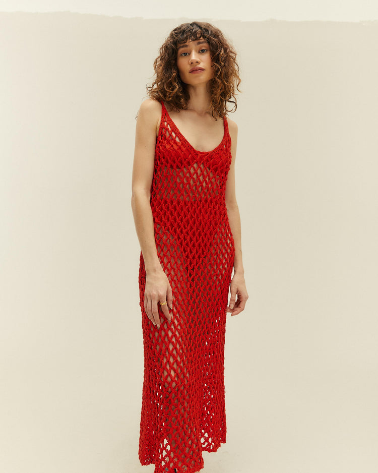 ROBE MOANA EN MAILLE ROUGE