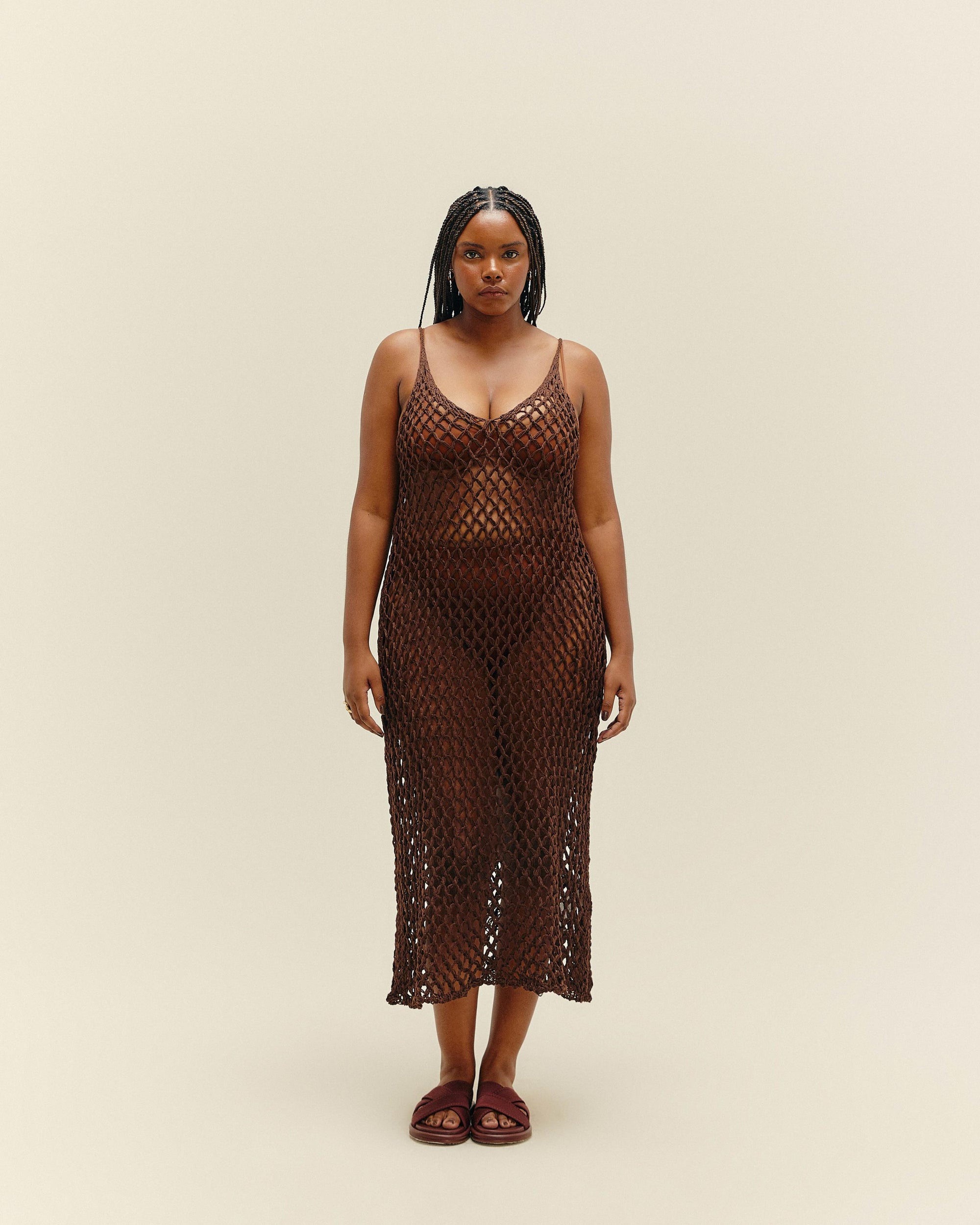 ROBE MOANA EN MAILLE BRAUNA MARRON